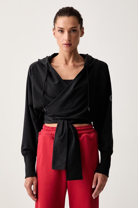 adidas by Stella McCartney bluza z kapturem damska bawełniana czarna KV6931