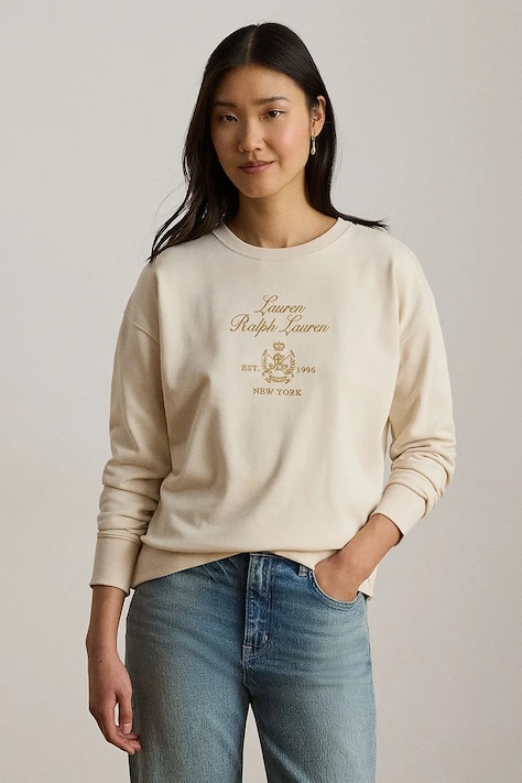 Lauren Ralph Lauren bluza damska z bawełną beżowa 200P13944