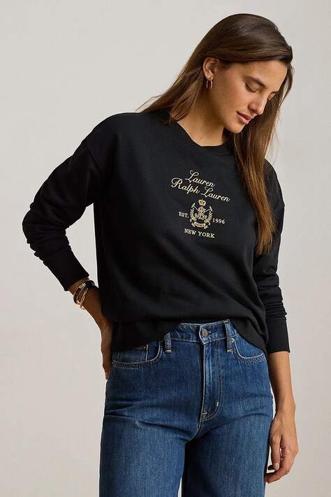 Lauren Ralph Lauren bluza damska z bawełną czarna 200P13944