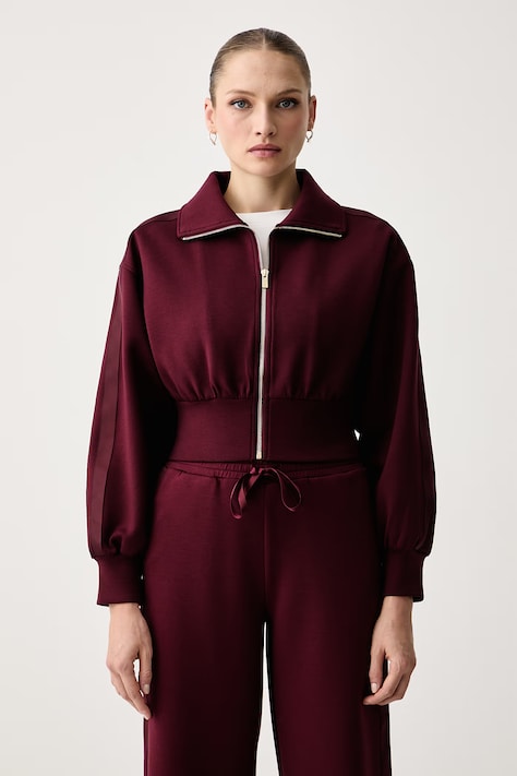 Twinset Mikina na zips dámska s viskózou burgundská 262TT2340