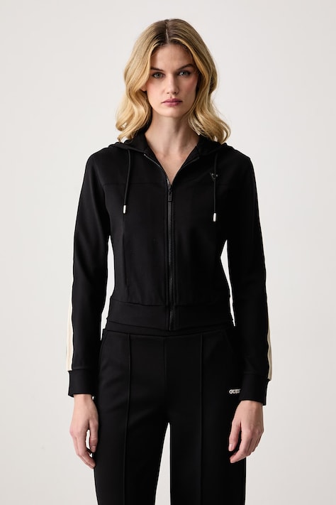 Guess Суичър с цип дамски с вискоза FAUSTA черен V6BQ02 K6254