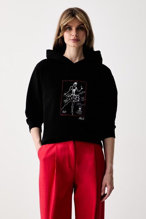 Karl Lagerfeld bluza z kapturem damska z bawełną czarna B3W20033