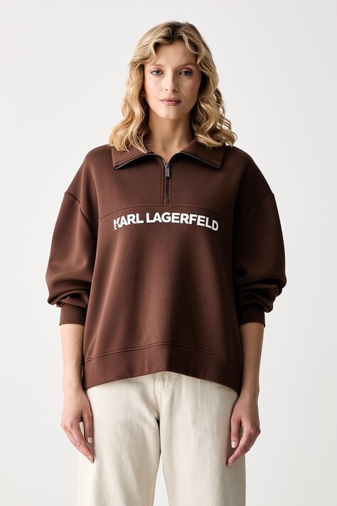 Karl Lagerfeld μπλούζα γυναικεία με βισκόζη καφέ B3W44017