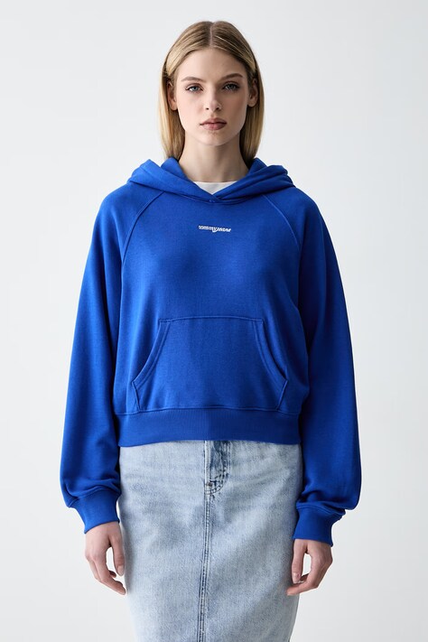 Tommy Jeans bluza z kapturem damska bawełniana niebieska DW0DW22825
