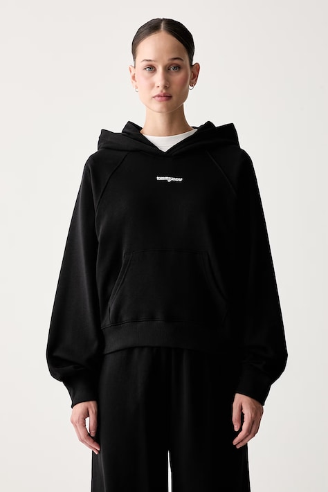 Tommy Jeans μπλούζα με κουκούλα γυναικεία βαμβακερή μαύρη DW0DW22825