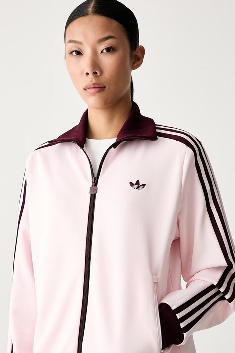 adidas Originals μπλούζα με κουμπιά γυναικεία με βαμβάκι Beckenbauer ροζ KX4264