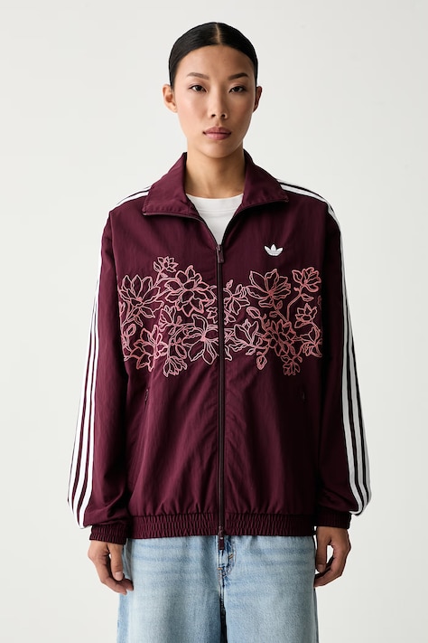 adidas Originals kurtka przejściowa damska Floral Firebird bordowa KX1875