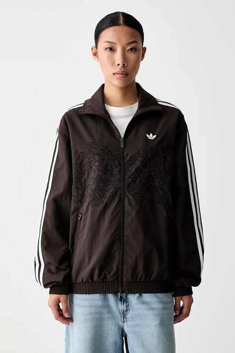 adidas Originals mikina na zips dámska Floral Firebird hnedá KX1874