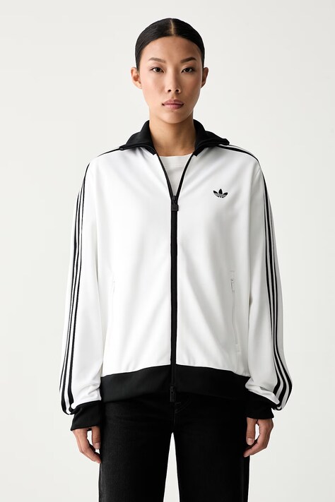 adidas Originals mikina na zips dámska s bavlnou Beckenbauer biela KV9565