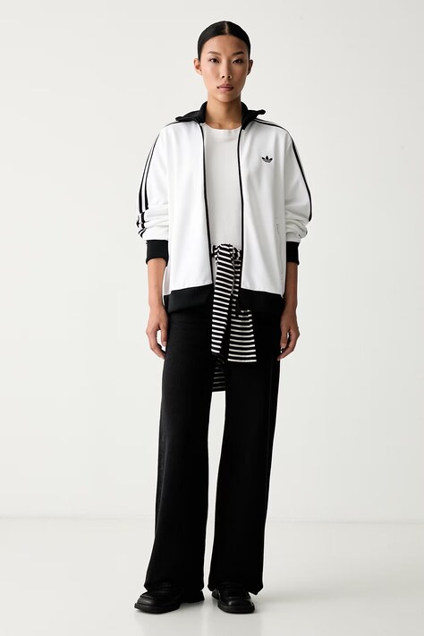 adidas Originals bluza rozpinana damska z bawełną Beckenbauer biała KV9565