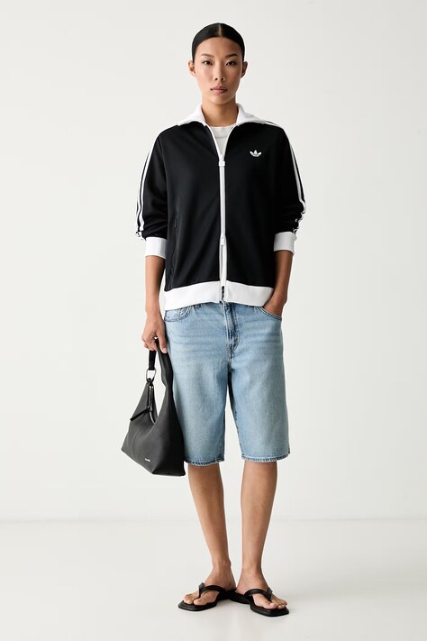adidas Originals bluza rozpinana damska z bawełną Beckenbauer czarna KV9560