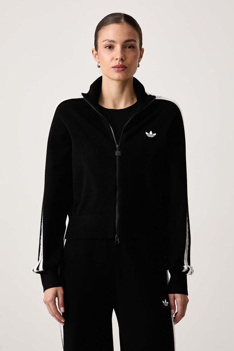 adidas Originals Μπλούζα με κουμπιά γυναικεία με βισκόζη Firebird μαύρη KS7366
