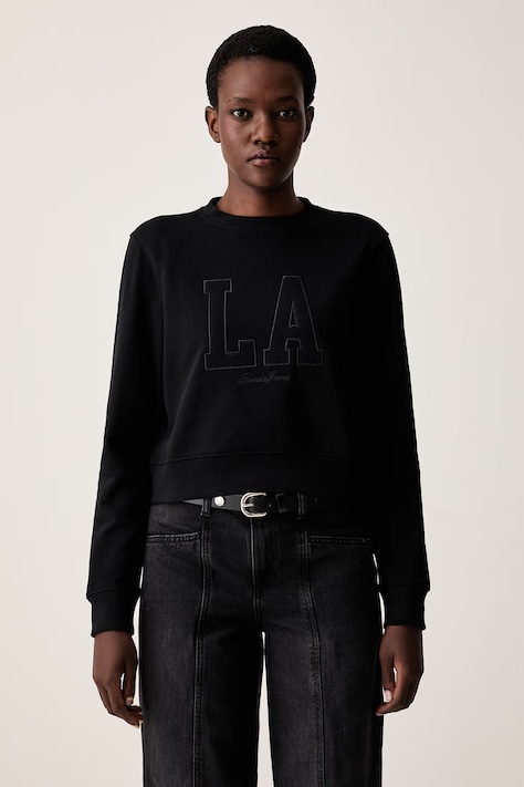 Guess Jeans μπλούζα γυναικεία βαμβακερή μαύρη W6YQ20 K4779