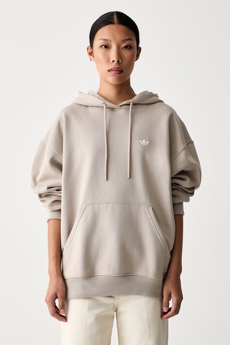 adidas Originals μπλούζα με κουκούλα γυναικεία με βαμβάκι Essentials μπεζ KR3591