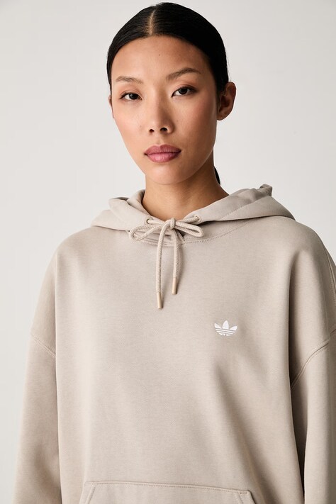 adidas Originals μπλούζα με κουκούλα γυναικεία με βαμβάκι Essentials μπεζ KR3591