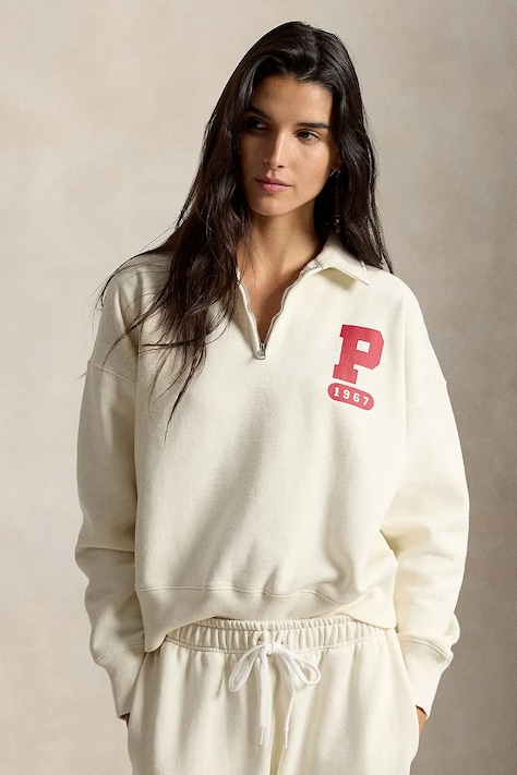 Polo Ralph Lauren bluza damska z bawełną beżowa 211B17801