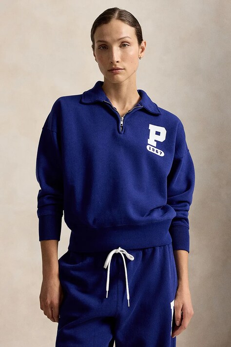 Polo Ralph Lauren hanorac pentru femei cu bumbac albastru 211B17801
