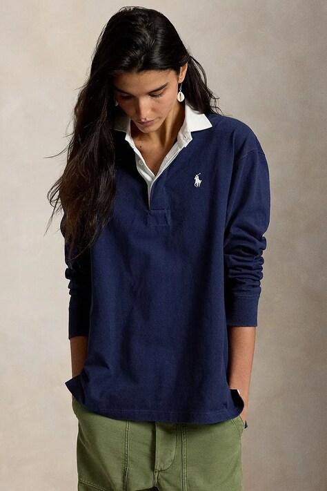 Polo Ralph Lauren bluza damska bawełniana granatowa 211B17797