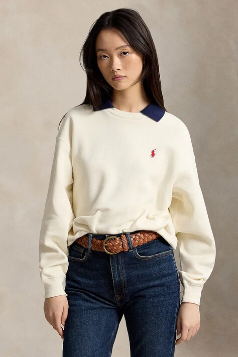 Polo Ralph Lauren bluza damska z bawełną beżowa 211B17785