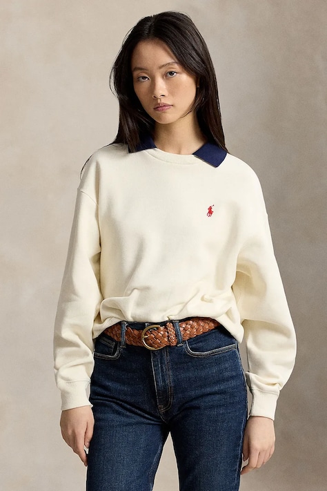 Polo Ralph Lauren bluza damska z bawełną beżowa 211B17785