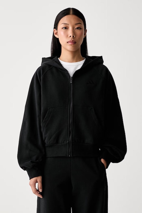 adidas bluza z kapturem damska bawełniana czarna KV7323