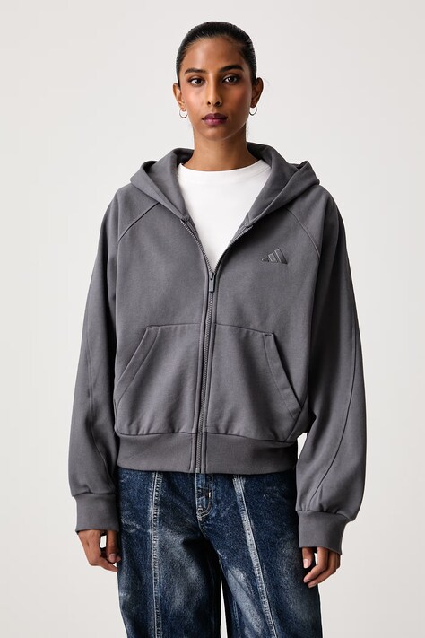 adidas Bluza rozpinana z kapturem damska bawełniana szara KV7333