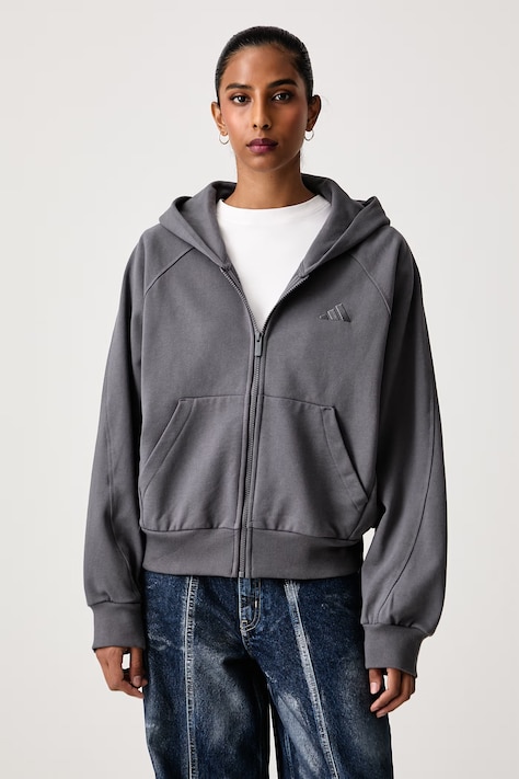 adidas Bluza rozpinana z kapturem damska bawełniana szara KV7333