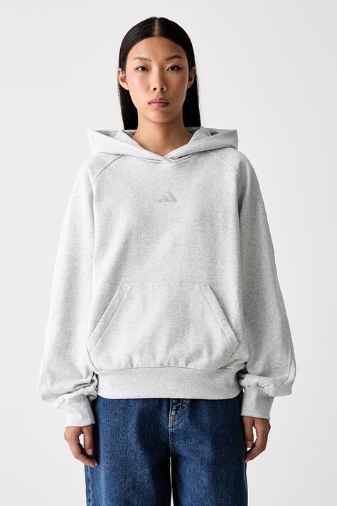 adidas bluza z kapturem damska bawełniana szara KV9785