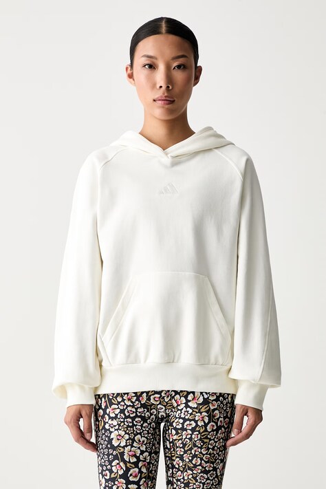 adidas bluza z kapturem damska bawełniana beżowa KV9792