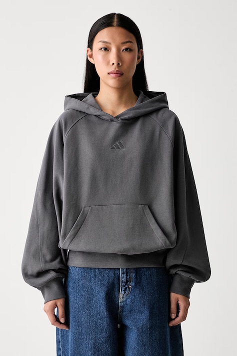 adidas bluza z kapturem damska bawełniana szara KV9794