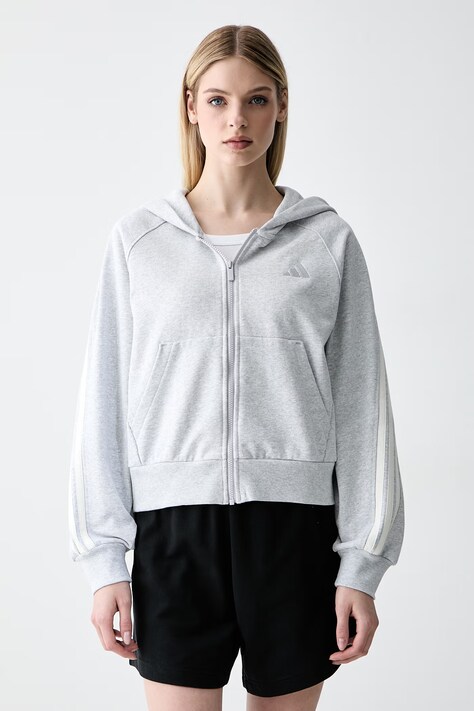 adidas bluza rozpinana z kapturem damska bawełniana szara KV9879