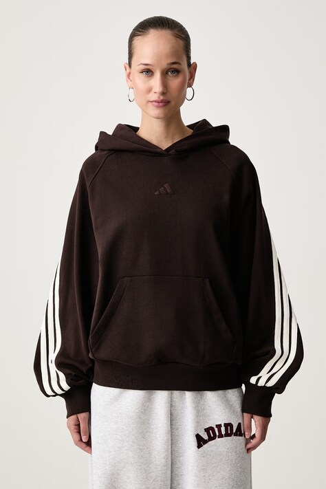 adidas Bluza z kapturem damska bawełniana brązowa KW7701