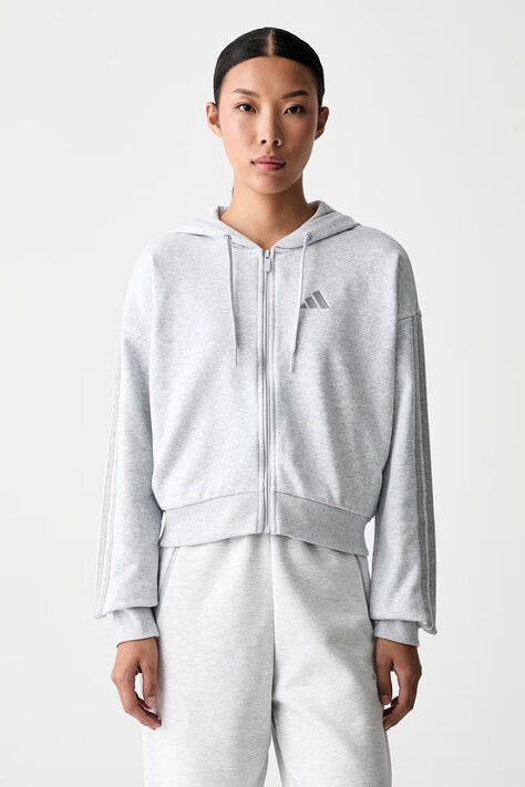 adidas bluza z kapturem damska z bawełną Essentials szara KF8325