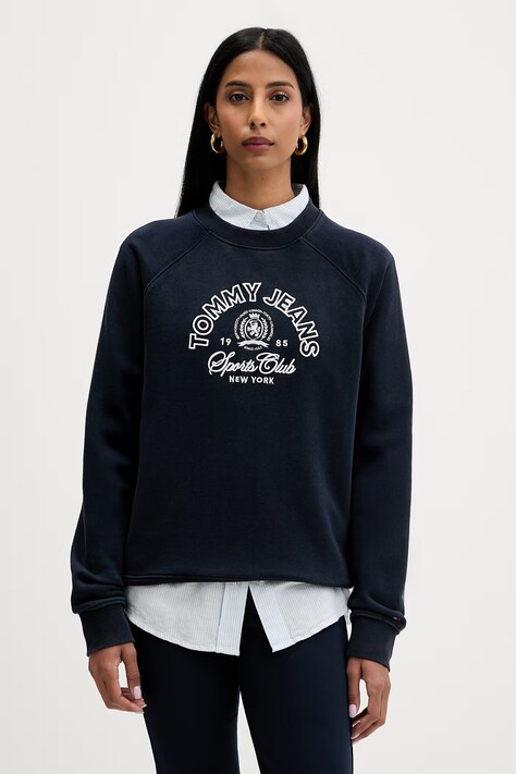 Tommy Jeans mikina dámska bavlnená tmavomodrá DW0DW22821