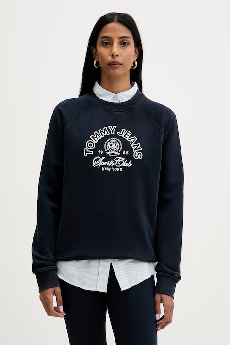 Tommy Jeans mikina dámska bavlnená tmavomodrá DW0DW22821