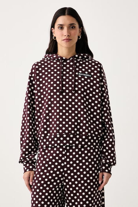 Marimekko Mikina s kapucňou dámska bavlnená burgundská 096213