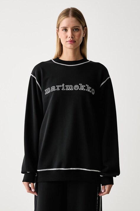 Marimekko Oversize dukserica za žene od pamuka crna 096221