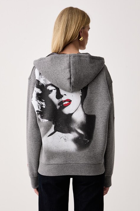 Guess Μπλούζα με κουκούλα και κουμπιά Γυναικεία x MARILYN MONROE γκρί W6BQ21 K7947