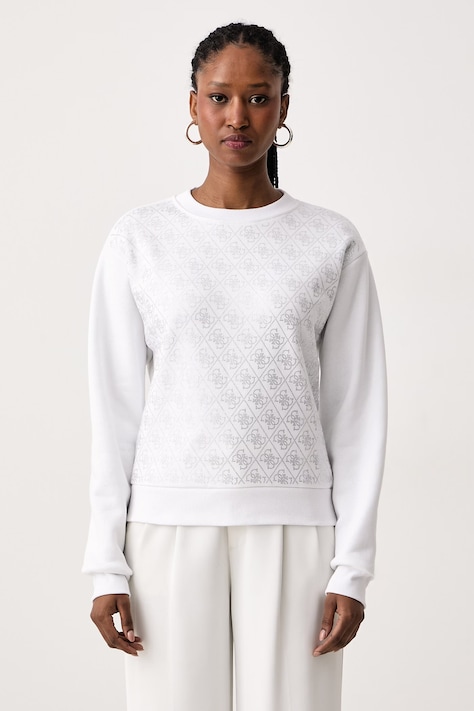 Guess Bluza damska z bawełną biała W6BQ14 K6060