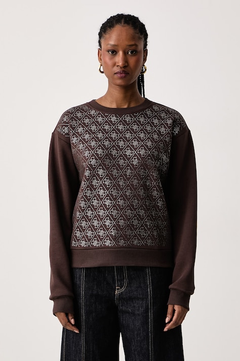 Guess Bluza damska z bawełną brązowa W6BQ14 K6060