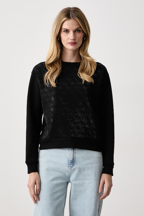 Guess Bluza damska z bawełną czarna W6BQ14 K6060