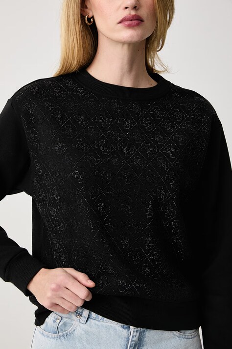 Guess Bluza damska z bawełną czarna W6BQ14 K6060