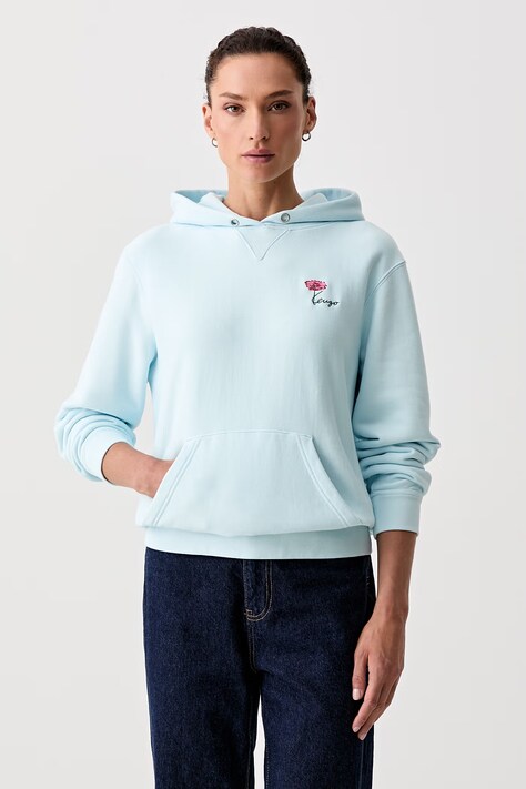 Kenzo bluza z kapturem damska bawełniana niebieska FG62HO2604MJ