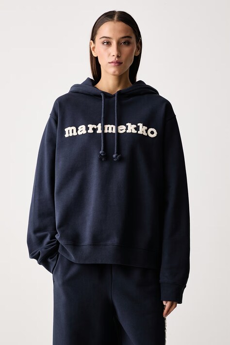 Marimekko Bluza z kapturem damska bawełniana granatowa 095902
