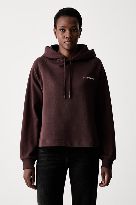 Marc O'Polo bluza z kapturem damska bawełniana bordowa 5000010236
