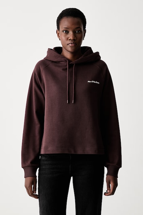 Marc O'Polo bluza z kapturem damska bawełniana bordowa 5000010236