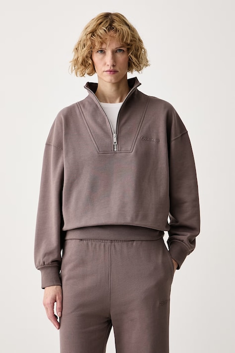 Calvin Klein Dukserica za žene od pamuka smeđa LV044G247G