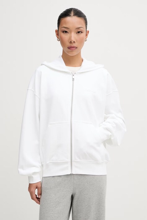 Calvin Klein bluza z kapturem damska bawełniana biała LV044G215G