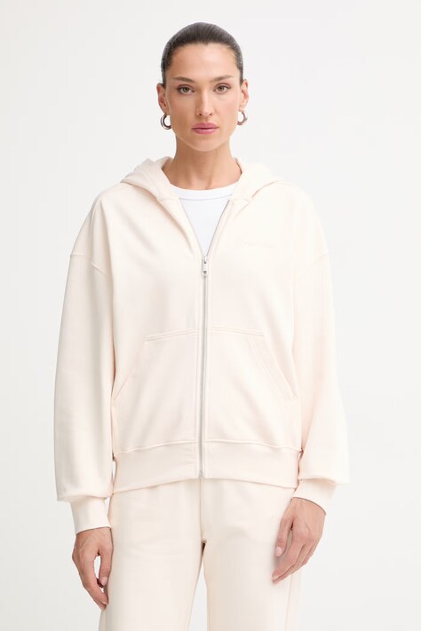 Calvin Klein bluza z kapturem damska bawełniana beżowa LV044G215G