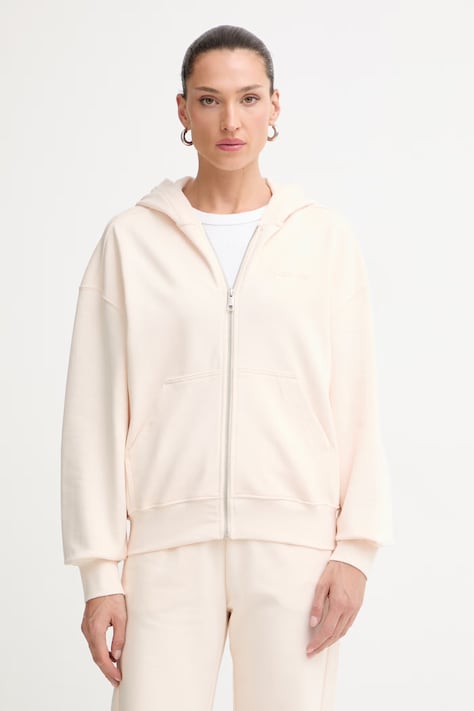 Calvin Klein mikina s kapucí dámská bavlněná béžová LV044G215G